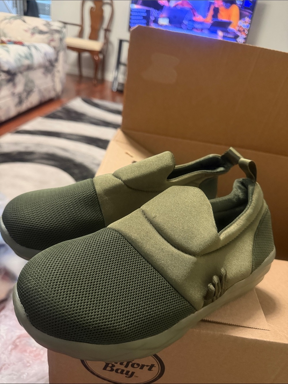 Olive Green Slip-On Women's Sneakers